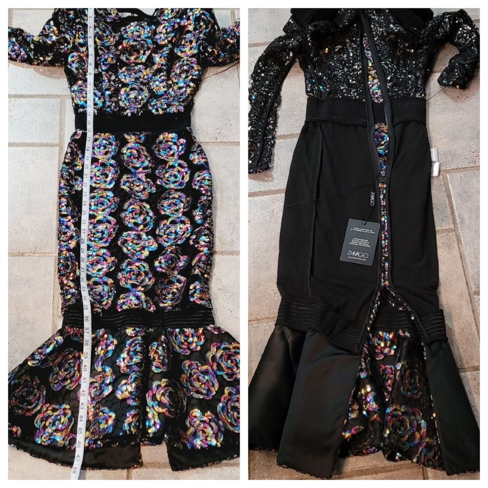 🤑SOLD🤑ZHIVAGO MOKAI NIGHTS SEQUINED LACE CALF-LENGTH DRESS - Picture 7 of 16